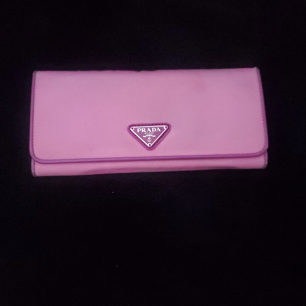 $SOLD$ Prada Pink Nylon and Leather Continental Wallet